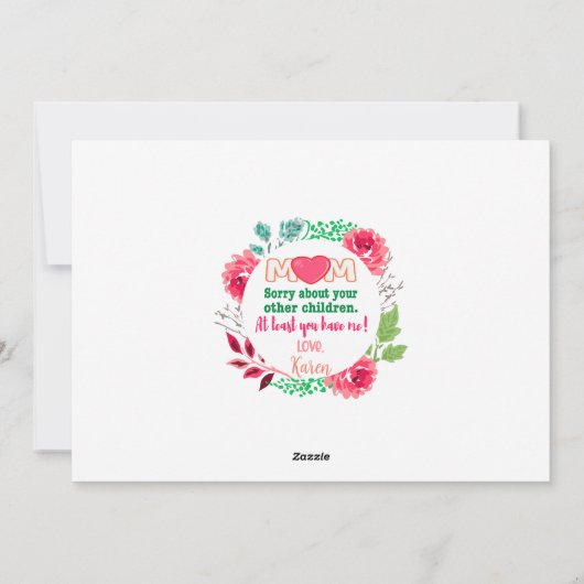 Personaliseer mam sorry over je andere kinderen feestdagenkaart (Achterkant)