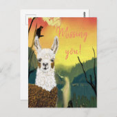 Personaliseer Mama Llama Ik Mis Je  Briefkaart (Voorkant / Achterkant)