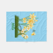 Personaliseer March Geboorte Bloemen & Steen Fleece Deken (Voorkant (Horizontaal))