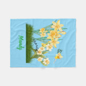 Personaliseer March Geboorte Bloemen & Steen Fleece Deken (Voorkant (Horizontaal))
