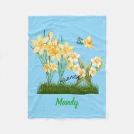 Personaliseer March Geboorte Bloemen & Steen Fleece Deken