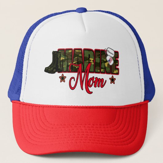 Personaliseer Marine Mam met Dog Label Trucker Pet (Voorkant)