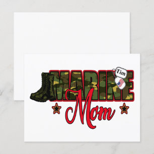 Personaliseer Marine Mom met hondenpenning Briefkaart