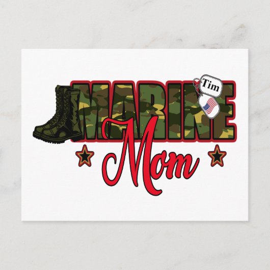 Personaliseer Marine Mom met hondenpenning Briefkaart (Voorkant)