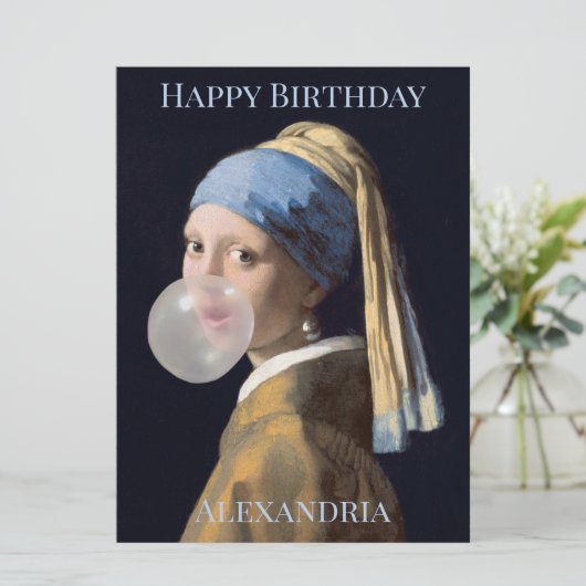 Personaliseer Meisje met parel earring blazen gom (Staand voorkant)