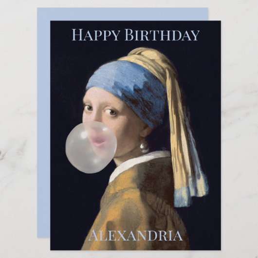 Personaliseer Meisje met parel earring blazen gom (Voorkant / Achterkant)