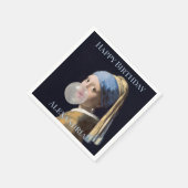 Personaliseer Meisje met parel earring blazen gom Servet (Hoek)