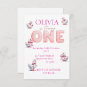 Personaliseer Meisjes 1e Verjaardag Gans Bewaar de Save The Date (Voorkant / Achterkant)