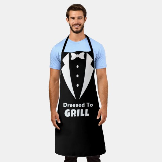 Personaliseer mening Grappig gekleed om grill chef Schort (Gedragen)