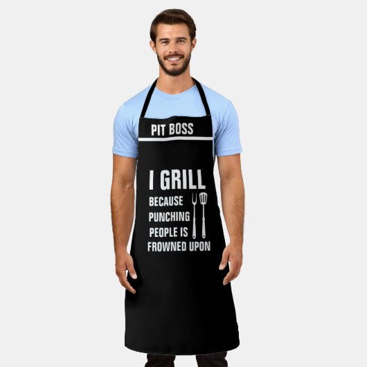 Personaliseer mening Grappige Chef Attitude Grill Schort (Gedragen)