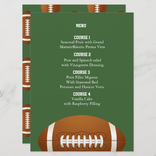 Personaliseer Menukaarten Sport Party football the Menu (Voorkant / Achterkant)