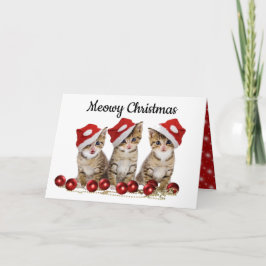 Personaliseer Meowy Christmas Kaart voor Cat Lover