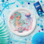 Personaliseer Mermaid Party Papieren Bordje (Feest)