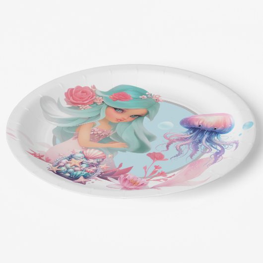 Personaliseer Mermaid Party Papieren Bordje (Gekanteld)