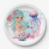 Personaliseer Mermaid Party Papieren Bordje (Voorkant)
