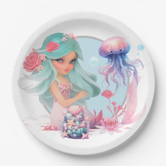Personaliseer Mermaid Party Papieren Bordje (Voorkant)