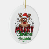 Personaliseer Merry Christmas Rendier Ornament (Rechts)