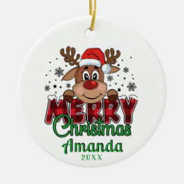 Personaliseer Merry Christmas Rendier Ornament