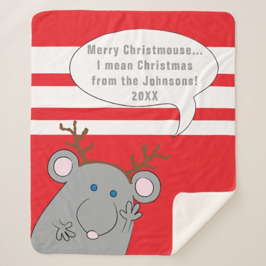 Personaliseer "Merry Christmouse" Blanket/Middelgr Sherpa Deken (Voorkant)