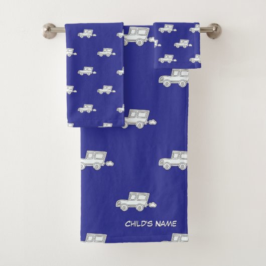 Personaliseer met de naam van het kind Funny Car B Bad Handdoek (Insitu)