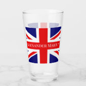 Personaliseer met een naam British National Flag Glas (Achterkant)