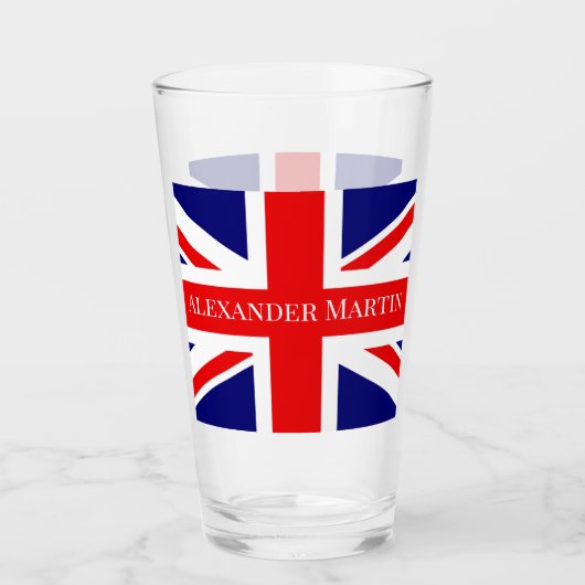 Personaliseer met een naam British National Flag Glas (Voorkant)