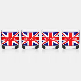 Personaliseer met een naam British National Flag Whisky Glas