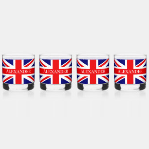Personaliseer met een naam British National Flag Whisky Glas