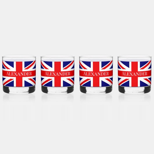 Personaliseer met een naam British National Flag Whisky Glas (Voorkant)