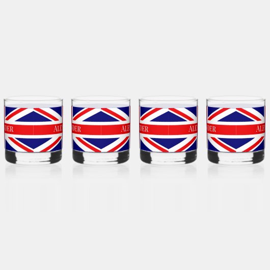 Personaliseer met een naam British National Flag Whisky Glas (Links)