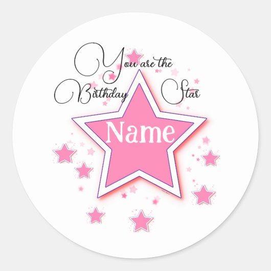 Personaliseer met een naam STAR Ronde Sticker (Voorkant)