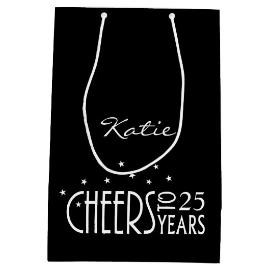 Personaliseer met elke leeftijd Cheers Paper Gift  Medium Cadeauzakje (Achterkant)