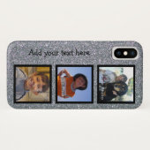 Personaliseer met foto's en faux zilveren glitter Case-Mate iPhone case (Achterkant (horizontaal))