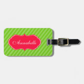Personaliseer met het Ontwerp van de Groene Stripe Bagagelabel (Voorkant horizontaal)