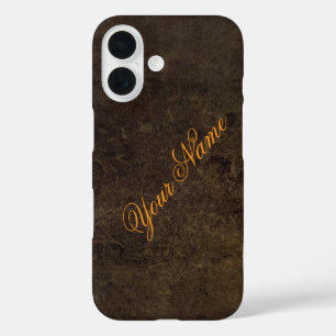 Personaliseer met Jouw naam Dark Rustic iPhone 16 Hoesje