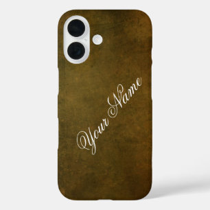 Personaliseer met Jouw naam Rustic Brown iPhone 16 Hoesje