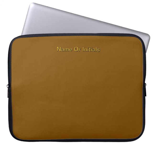 Personaliseer met naam beginletters Bruin      Laptop Sleeve (Voorkant)