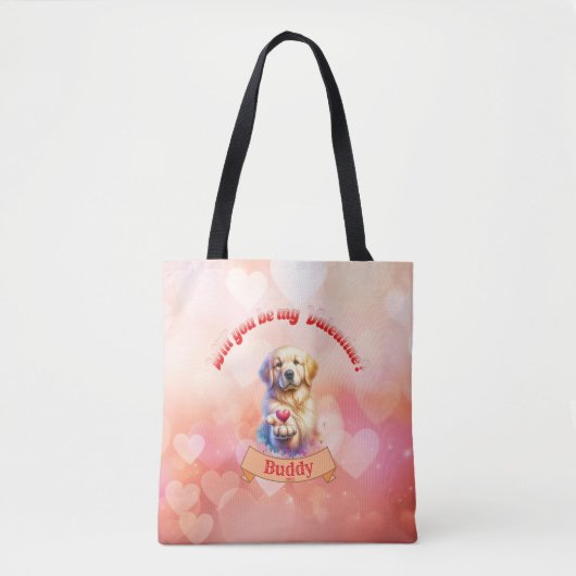 Personaliseer met naam en datum Valentijnsdag Tote Bag (Voorkant)