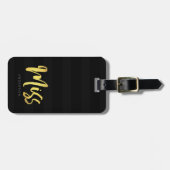 Personaliseer met Naam Faux Gold Miss Black Stripe Bagagelabel (Voorkant horizontaal)