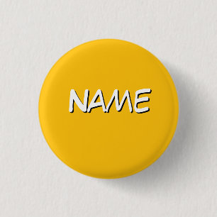 Personaliseer met naam geel ronde button 3,2 cm