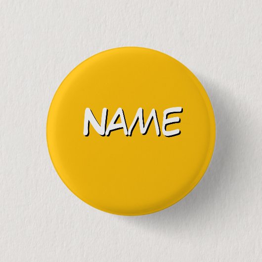 Personaliseer met naam geel ronde button 3,2 cm (Voorkant)