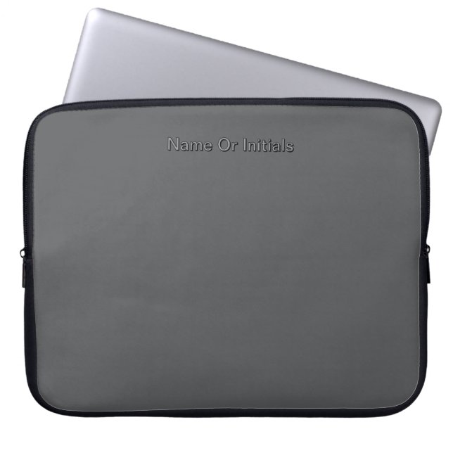 Personaliseer met naam grijs laptop sleeve (Voorkant)