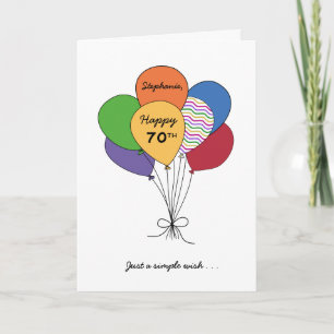 Personaliseer met naam ~ Happy 70th Birthday Wish Kaart