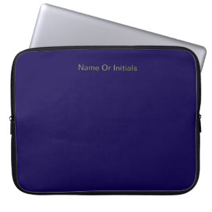 Personaliseer met naam initiaal donkerblauw    laptop sleeve