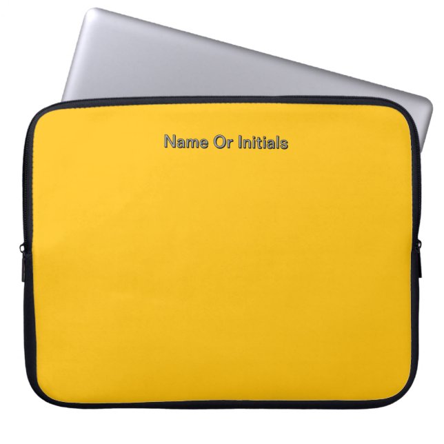 Personaliseer met naam initiaal geel laptop sleeve (Voorkant)