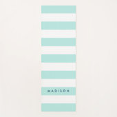 Personaliseer met Naam Preppy Mint & Witte Stripes Yogamat (Voorkant)