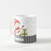 Personaliseer met Naam Snowman Kleurrijke Kerstmis Koffiemok (Voorkant links)