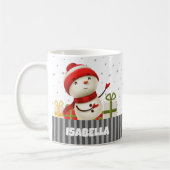 Personaliseer met Naam Snowman Kleurrijke Kerstmis Koffiemok (Links)