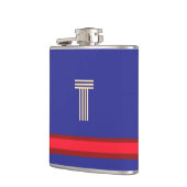 Personaliseer met uw Initiaal blauw + rode streep Heupfles (Links)