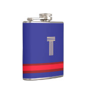 Personaliseer met uw Initiaal blauw + rode streep Heupfles (Rechts)